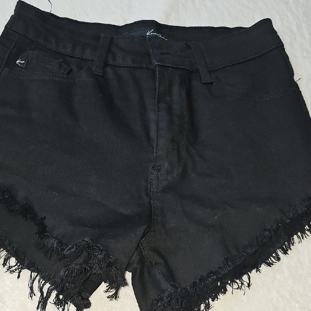 KanCan Black Frayed Hem Jean Shorts